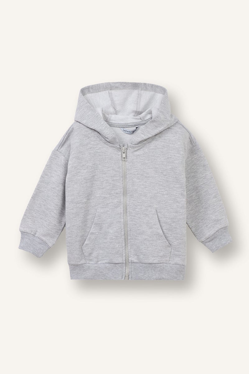 DeFacto Grey BabyBoy Baby Boy Regular Fit Hooded 2 Piece Sweatshirts Casual - Image 2